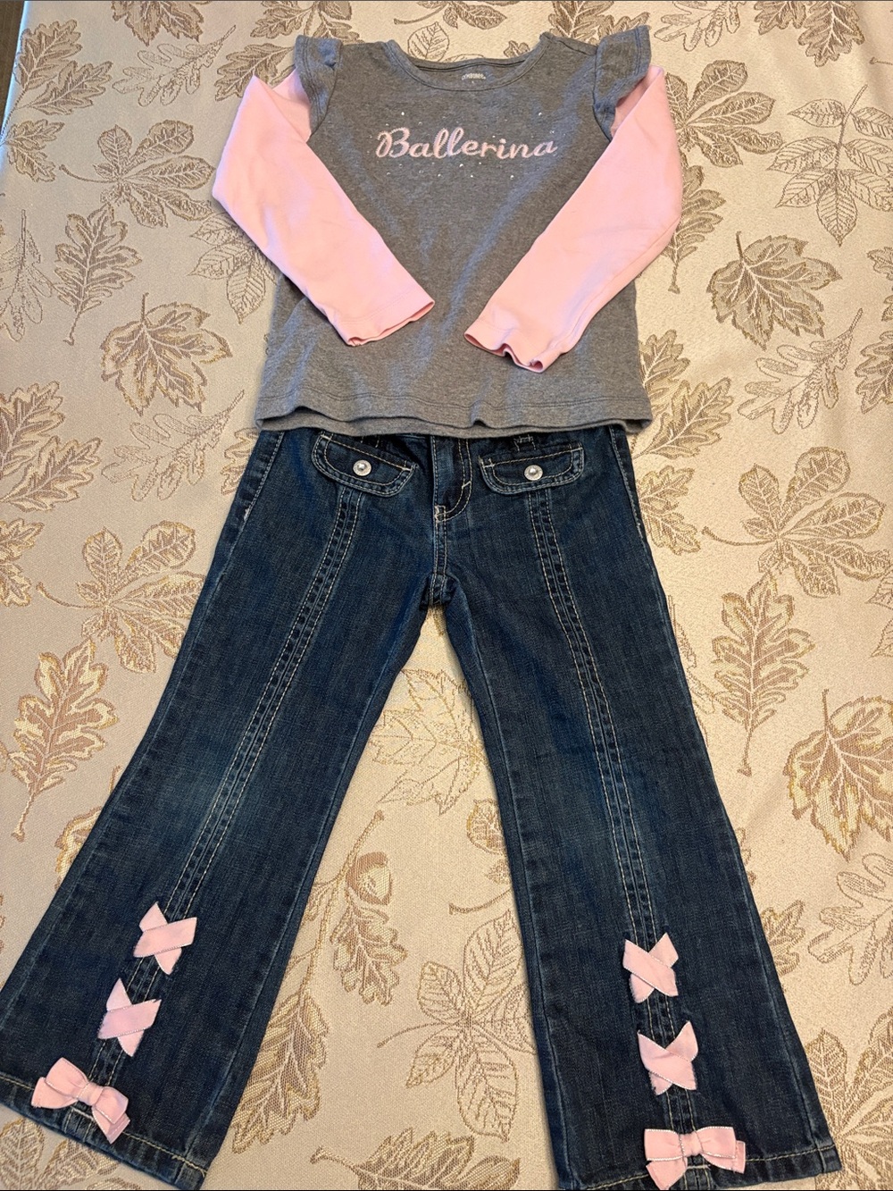 Vintage Gymboree Ballerina Outfit Size 4/5 – Bow Jeans & Layered Top
